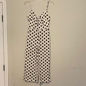 Main Strip White Jumpsuit with Black Polka Dots